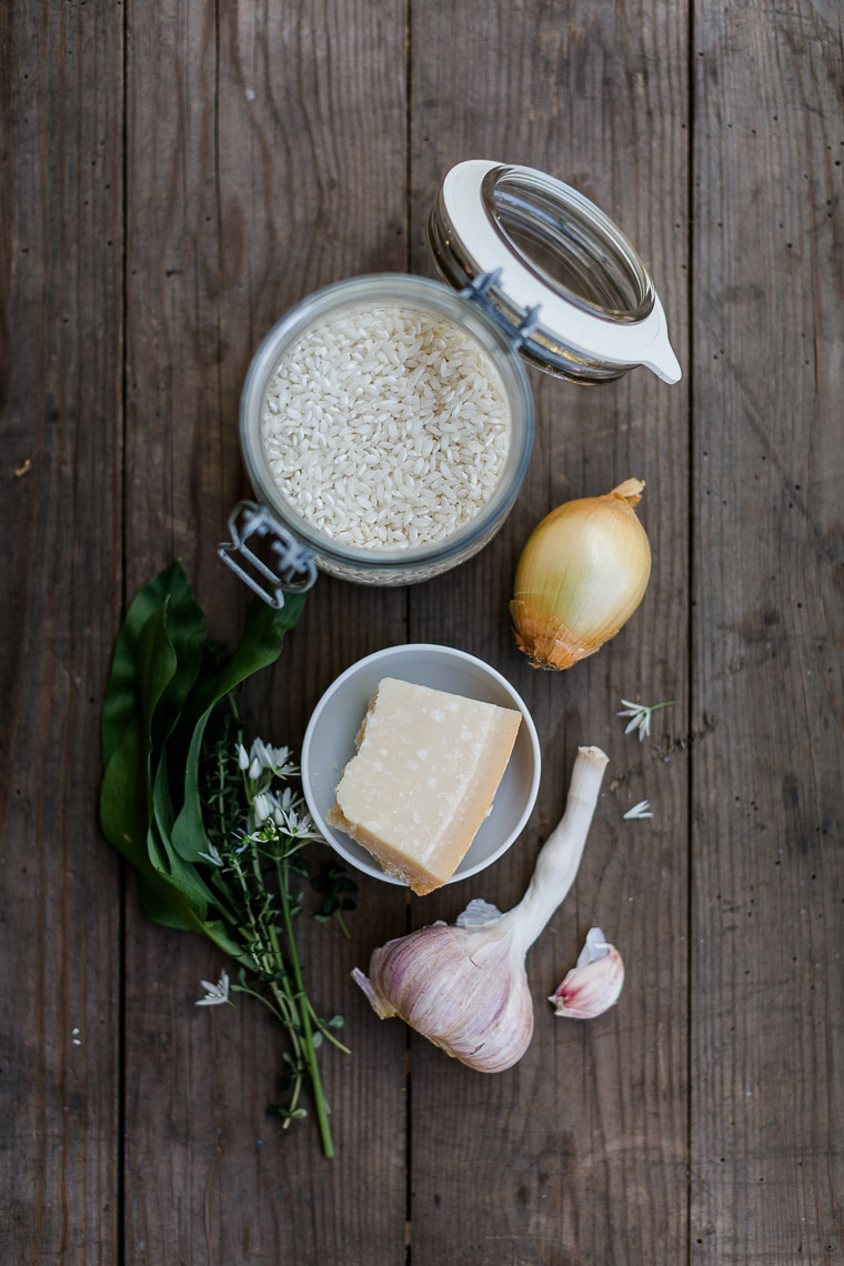 Erbsenrisotto mit Bärlauch und gebratenem Lachs